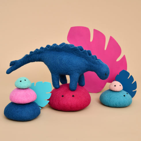DASHDU - Sincere Stegosaurus - Midnight Blue Felt Dinosaur